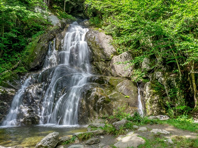 Stowe's star attraction: Moss Glen Falls. It's like Mother Nature decided to show off her best dance moves in rock and water.