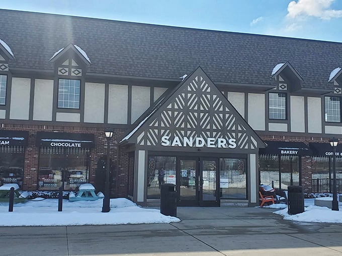 Step into Sanders, where every day is cheat day. It's not just candy, it's a Michigan institution – sweeter than a Tigers' World Series win.