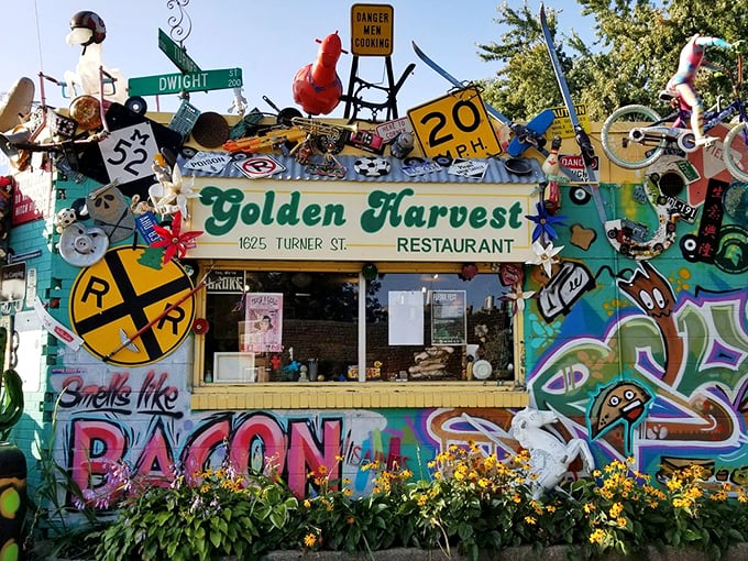 Golden Harvest: Where chaos meets culinary magic! This Lansing landmark is a visual feast that'll have you playing "I Spy" while waiting for your pancakes.