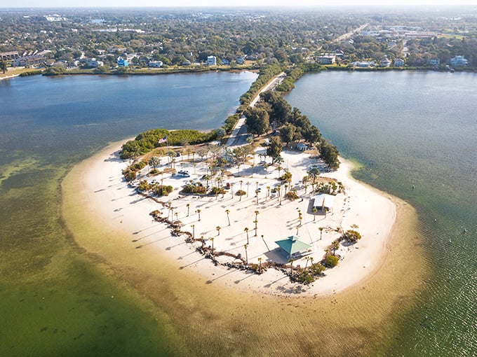 Nature's heart-shaped love letter! This aerial view of Sunset Beach Park is like Florida's version of a romantic comedy set.