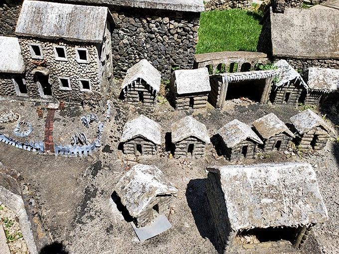 Honey, I shrunk the neighborhood! These tiny stone houses are so detailed, you half expect to see The Borrowers peeking out the windows.