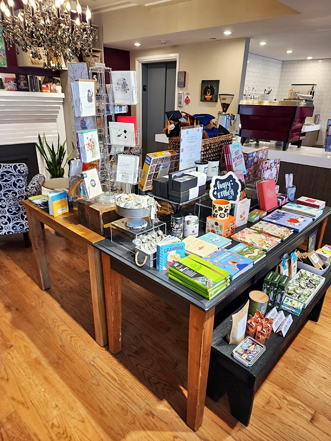 A treasure trove of literary delights! From bestsellers to quirky gifts, this display is like a candy store for the mind.