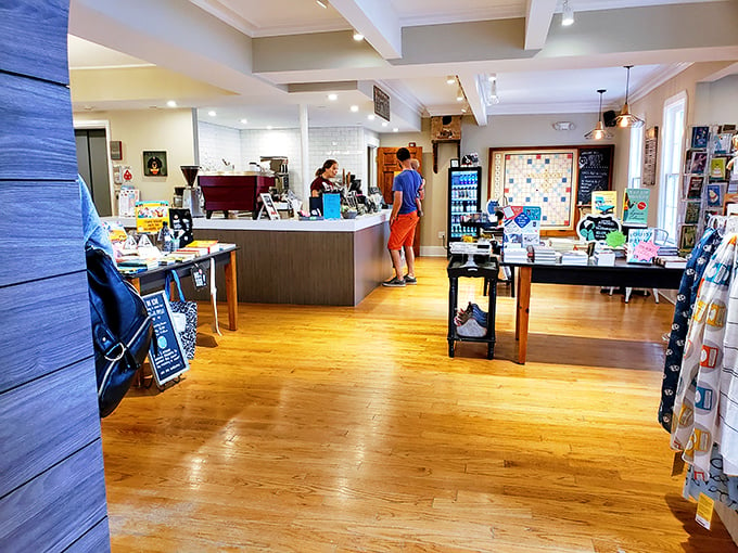 Where coffee meets literature. This inviting counter is serving up liquid inspiration alongside bound adventures – a perfect pairing!