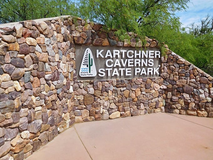 "Rock on" takes on a whole new meaning here. This stone entrance sets the stage for subterranean wonders lurking beneath Arizona's rugged landscape.