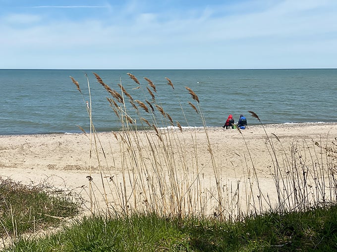 "Pit stop paradise! Stretch those road-weary legs on Breakwater's inviting shores. It's like a refreshing car wash for your soul."