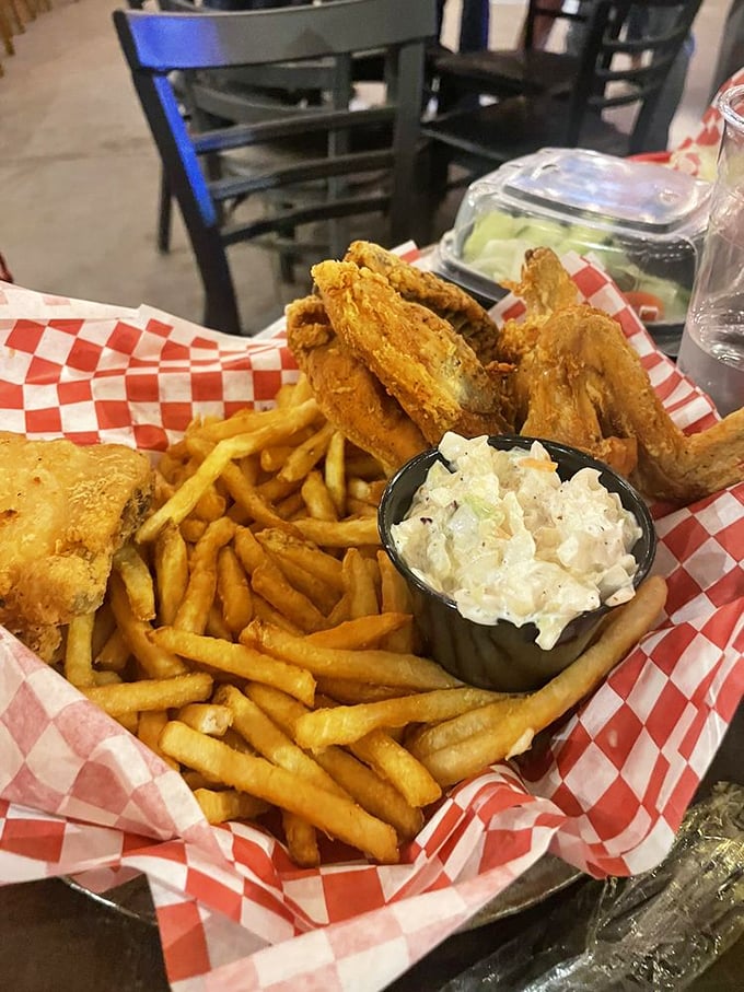 Cluck yeah! This golden-fried chicken is crispier than a cowboy's sunburned nose after a long day on the range.