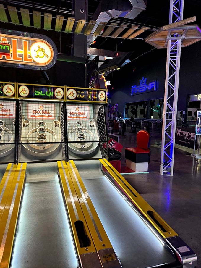 Roll up, roll up! Skee ball: where your childhood arcade skills finally pay off. Time to show these youngsters how it's done!