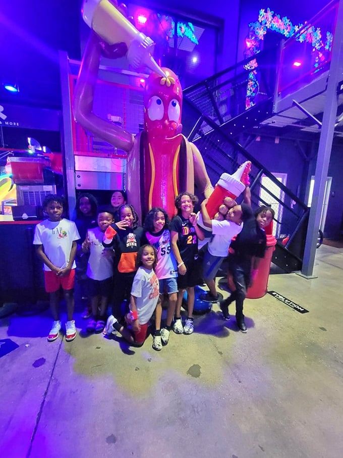 Kids, ketchup, and a giant... hot dog? This scene captures the essence of Xtreme fun – larger than life and twice as silly!