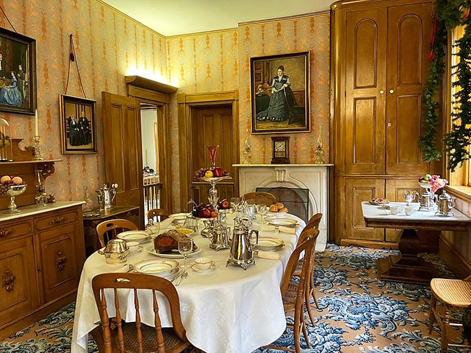 Dinner is served! This dining room is so fancy, you'll feel like you need an invitation from the President himself.