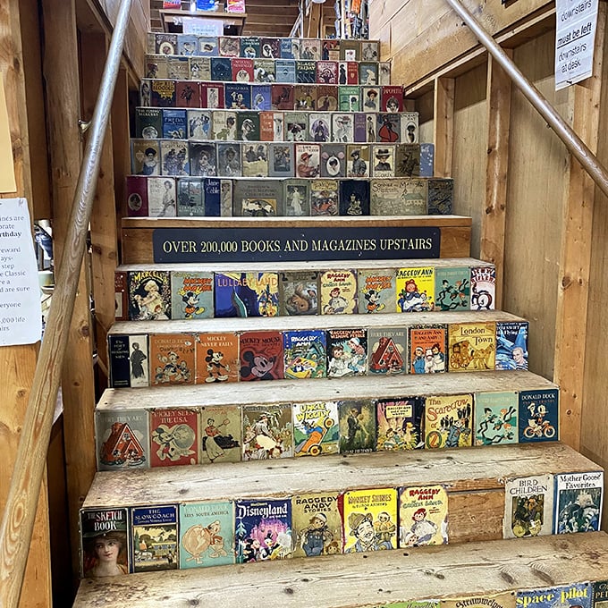 Stairway to heaven? More like stairway to childhood nostalgia. Each step is a trip down memory lane, lined with beloved classics.