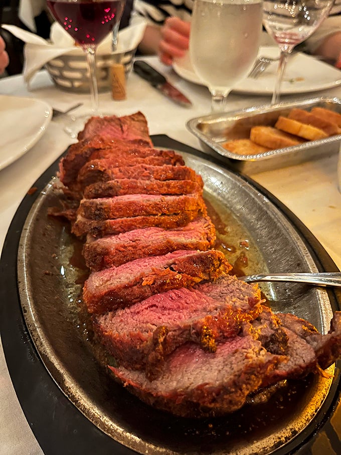 Behold, the star of the show! This steak is so perfectly cooked, it could make a vegetarian reconsider their life choices.