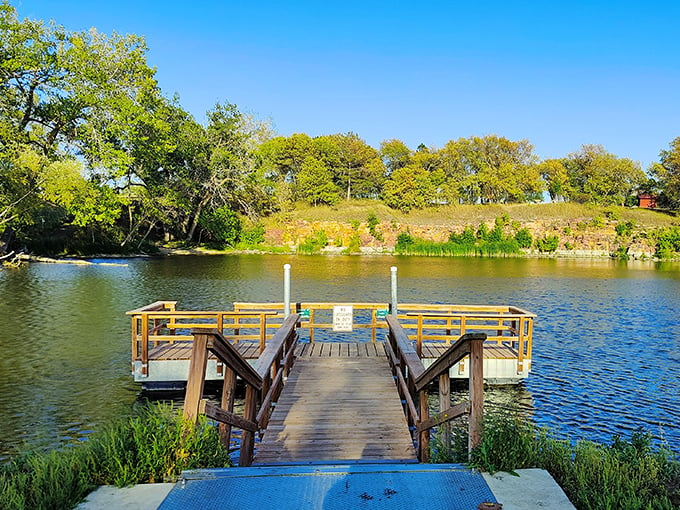 Lakeside serenity, Minnesota-style. This deck's the perfect spot for contemplating life, the universe, and everything – or just enjoying the view.