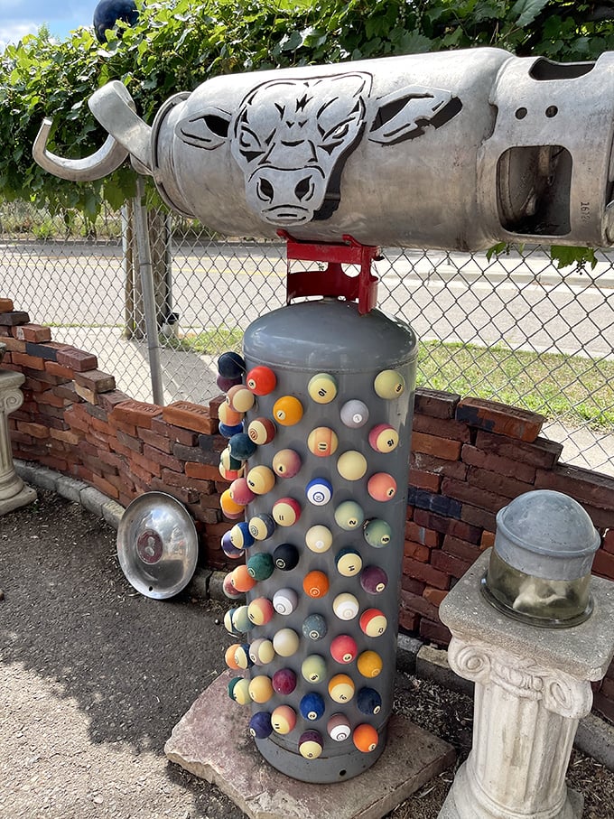 A column of color that puts the 'fun' in functional art. Who knew billiard balls could be so avant-garde?