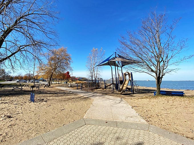 "Who says you can't have your cake and eat it too? Beach, playground, and that view – it's the trifecta of family fun!"