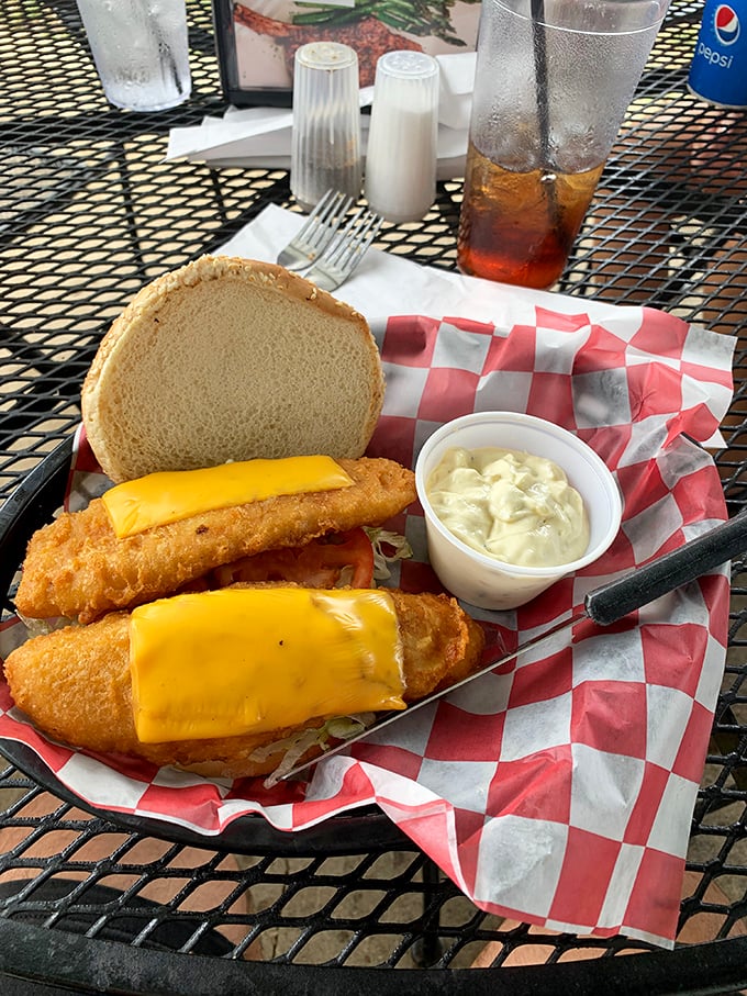 The catch of the day, served with a side of sunshine. This golden-fried fish sandwich is like a warm hug for your taste buds.