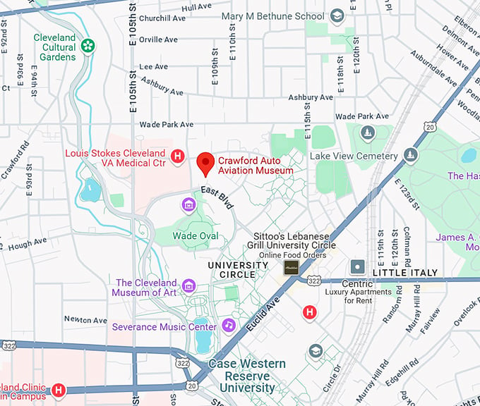 16. crawford auto aviation museum map