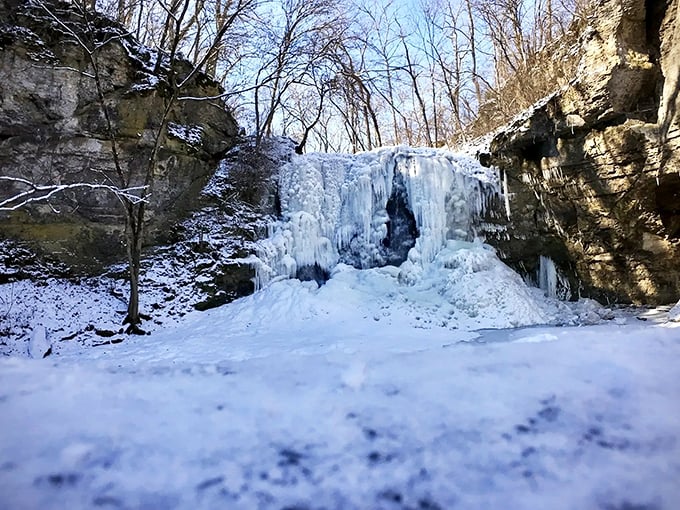 Winter's icy grip turns Hayden Falls into nature's own Frozen attraction. Let it go, let it flow!