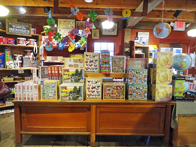 Puzzles, globes, and wonder abound! This corner could keep curious minds occupied longer than a Vermont winter.