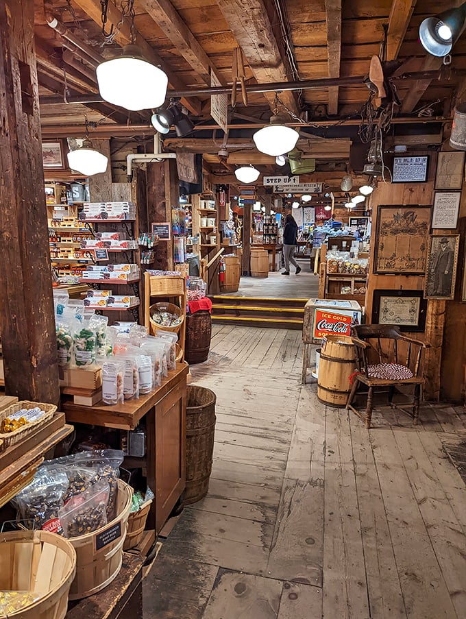 Follow the wooden path to retail nirvana. Each step brings you closer to discovering treasures you never knew you needed.