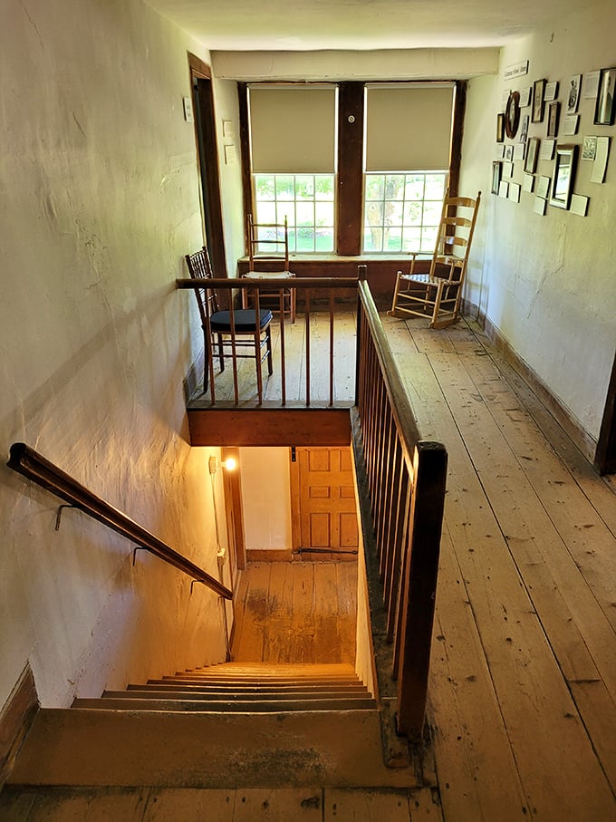 Stairway to heaven? Nope, just the upper floors of history. Each step creaks with stories of students past. Mind that first step, it's a doozy!