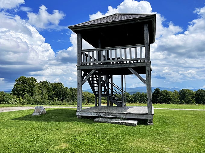 Lookout below! This tower offers panoramic views of the Vermont countryside. It's the 19th-century version of the Empire State Building observation deck.