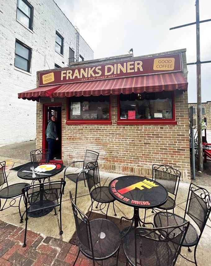 Outdoor seating that's egg-ceptional! These tables are perfect for people-watching while you contemplate the meaning of life – or just your next menu choice.