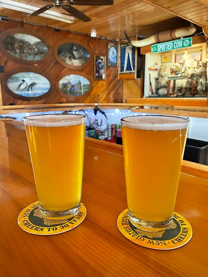 Cheers to beers and steers! Nothing says "Wisconsin" quite like a cold one surrounded by nature's finest (taxidermied) creatures.