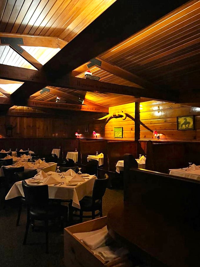 Cozy booths and warm wood paneling create an atmosphere so inviting, you'll want to move in. Don Draper would approve.