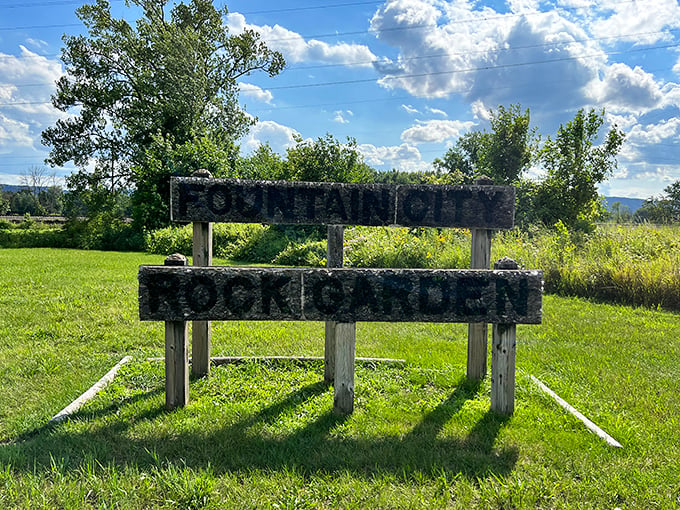 "Rock Garden" indeed! This sign's got a sense of humor drier than a limestone quarry.