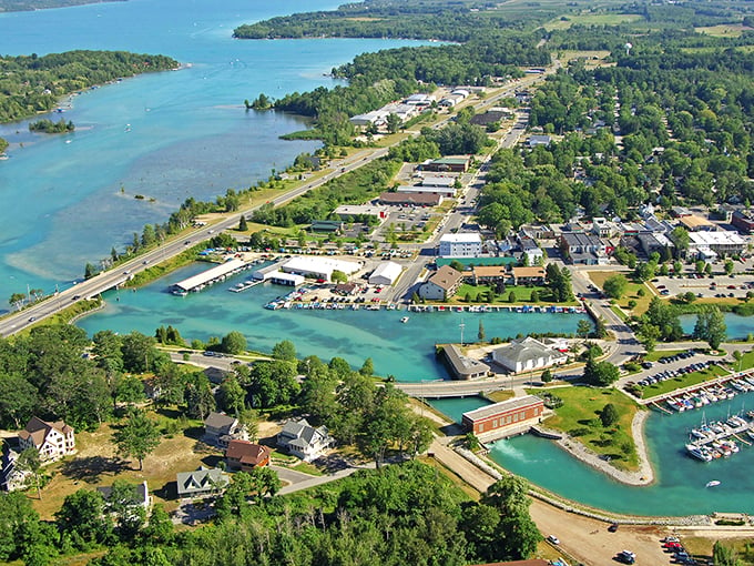 Downtown Elk Rapids: Small-town charm meets lakeside living. It's like someone bottled the essence of summer and built a town around it.