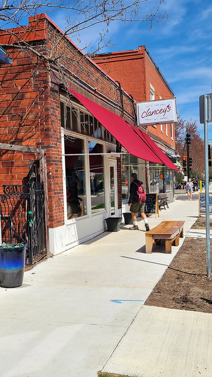 Red awning, white trim, meaty goodness within. Clancey's is the Norman Rockwell painting you can eat at. 