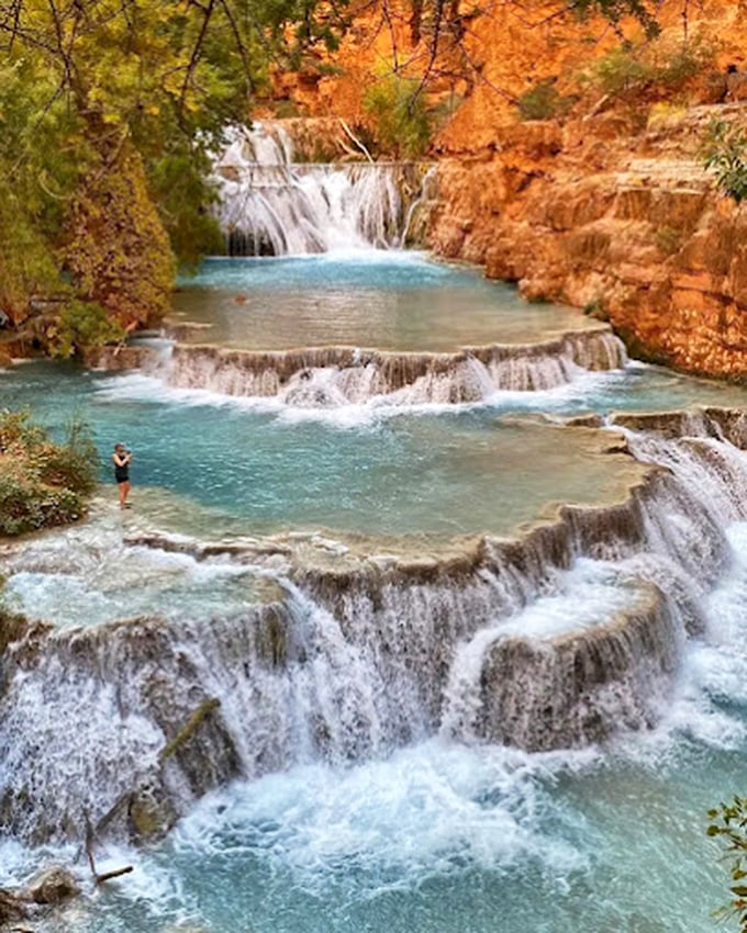 Turquoise dreams come true at Beaver Falls – nature's own watercolor masterpiece.