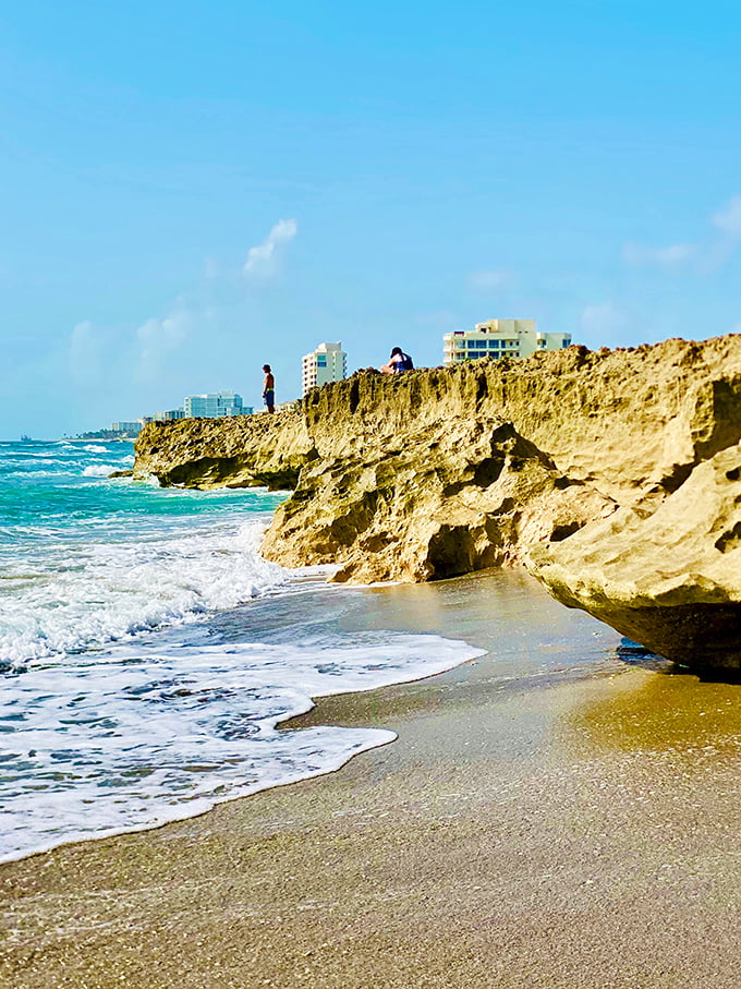 Mother Nature's very own Splash Mountain! These limestone formations turn waves into water shows that would make Disney jealous.