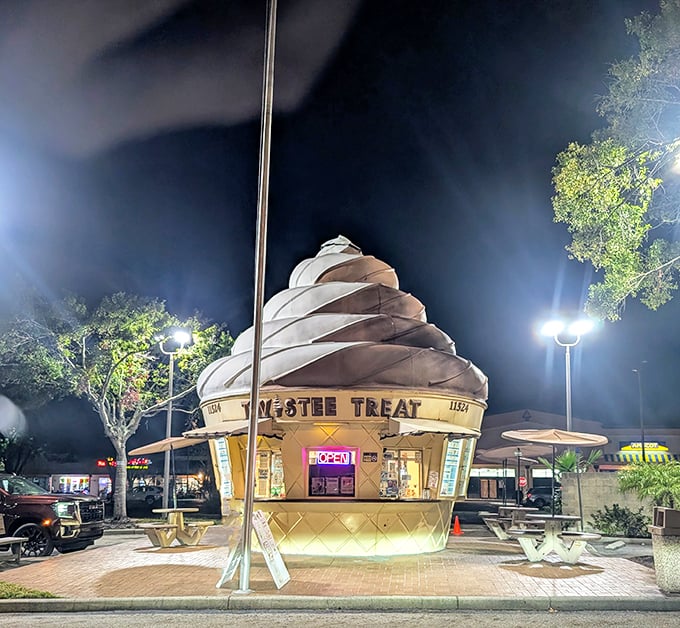 Is it a building? Is it a dessert? It's Twistee Treat! This cone-shaped wonder serves up whimsy with a side of soft-serve.