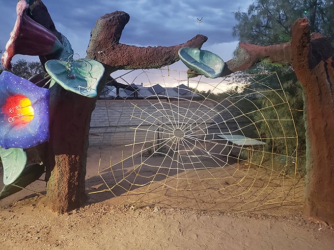 Charlotte called, she wants her web back! This enchanted gateway invites you into a world where fairy tales meet the desert.