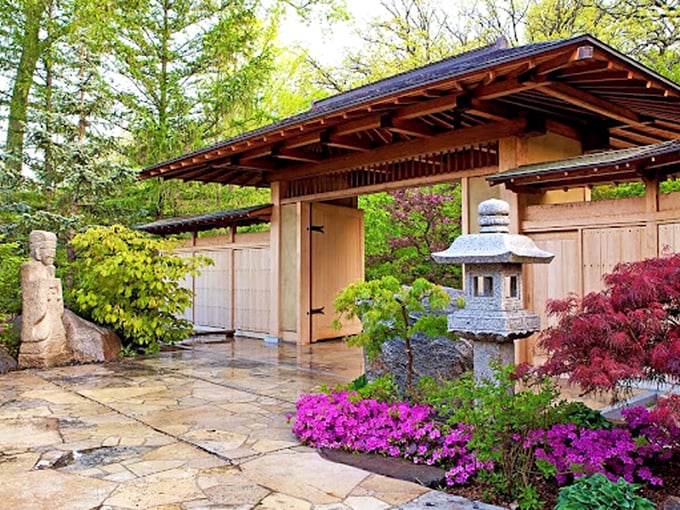 Zen meets Midwest! This tranquil oasis transports you to Japan, complete with a serene pond and traditional architecture. No passport required! Photo credit: Joy Gerard