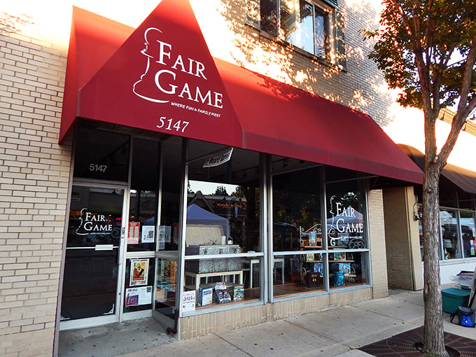 Red awning, can't lose! This game haven is where family game night dreams are born.