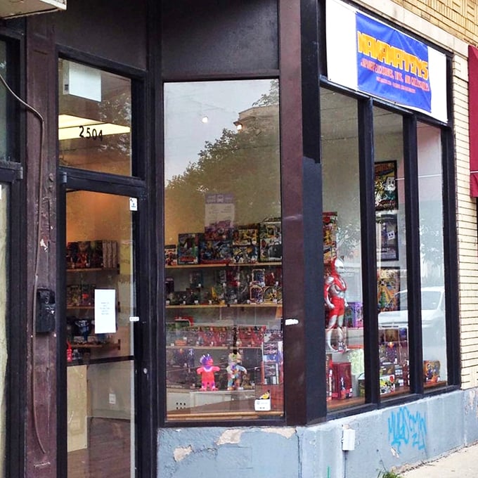 Don't judge a toy store by its cover – this unassuming facade hides a wonderland of unique playthings.