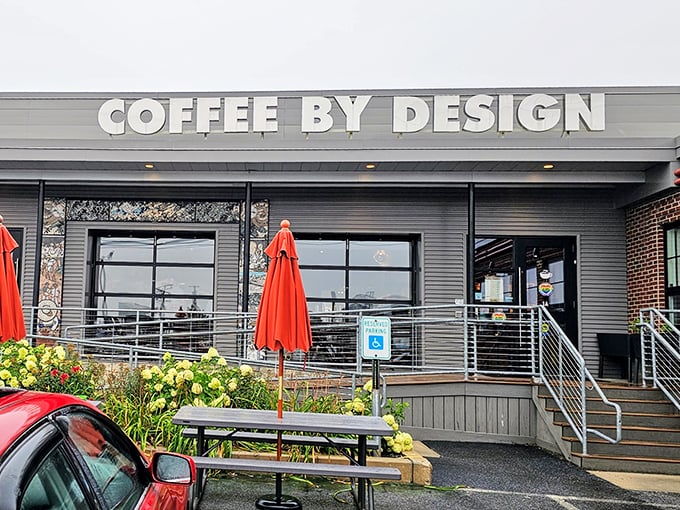 Modern art or coffee shop? Why not both! This sleek facade houses a wonderland of caffeinated delights.