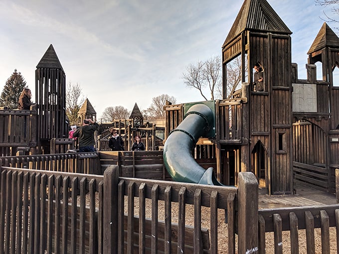 Fort-astic fun awaits! This wooden labyrinth is like 'Honey, I Shrunk the Renaissance Fair.