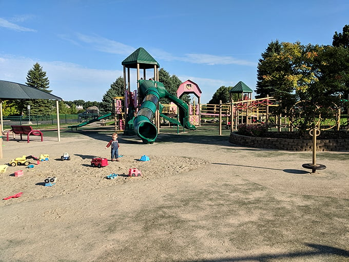 Swings with a side of sheep? This farm-tastic playground is serving up a double scoop of fun.