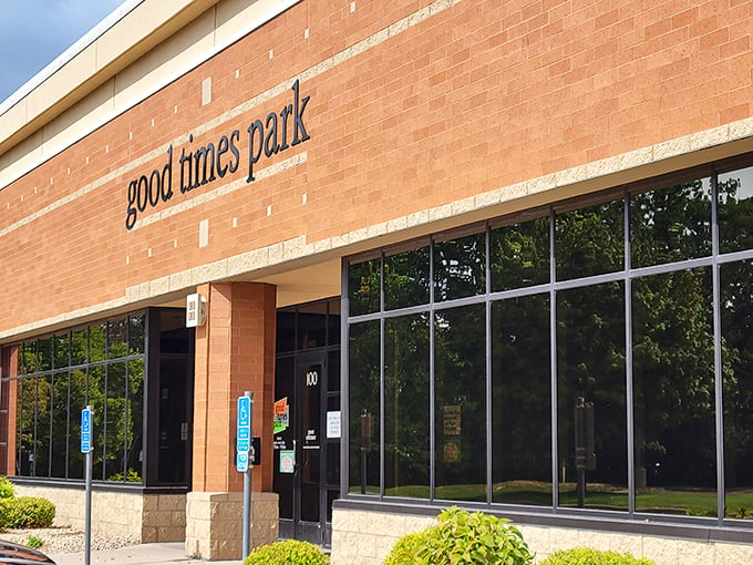 Welcome to the Fort Knox of fun! This brick facade promises good times and delivers in spades.