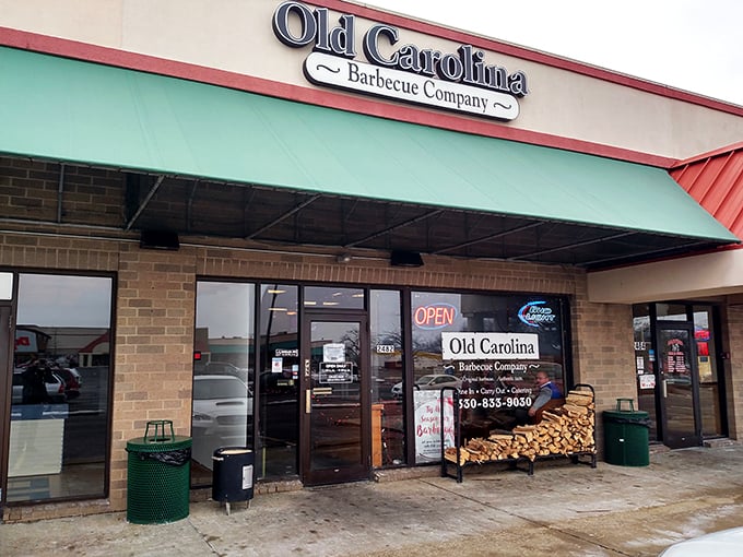 Don't judge a book by its cover – or a BBQ joint by its location. Old Carolina's flavors speak louder than its facade.