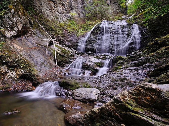 Nature's own shower system! Moss Glen Falls puts your bathroom waterfall setting to shame with its misty, magical cascade.