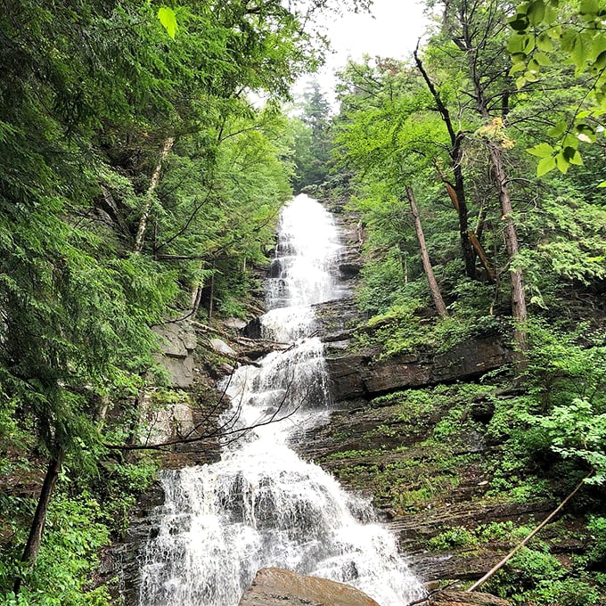 Nature's own water park! Lye Brook Falls cascades down rocky steps like the ultimate Slip 'N Slide for mountain sprites.