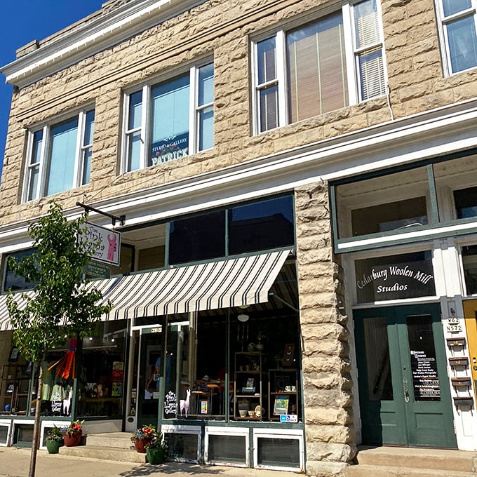 Color explosion! It's like a rainbow and a unicorn had a party in a historic Cedarburg building.