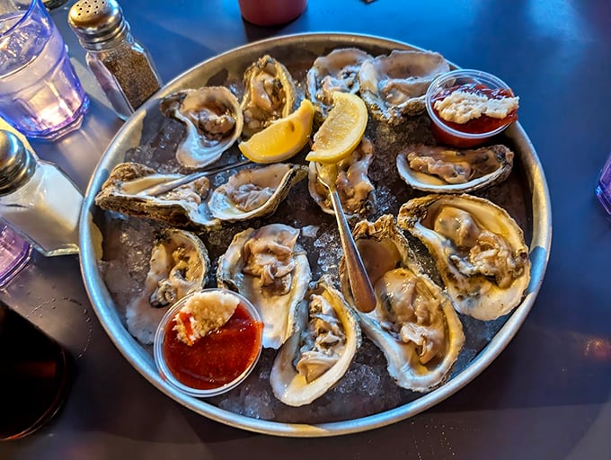 Fresh oysters on the half shell, arranged like pearls on ice - nature's perfect appetizer. Photo credit: David Letts