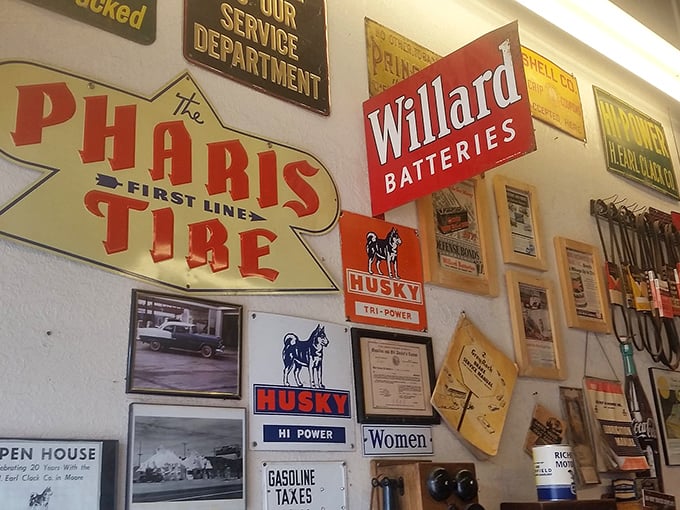 Wall of fame or wall of flame? These vintage signs are hotter than a roadside diner's coffee on a cross-country trip.