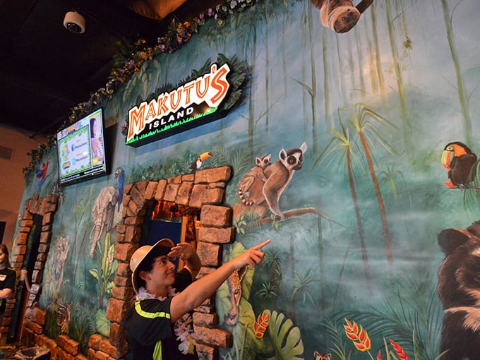 Ahoy, matey! This enthusiastic staff member is ready to guide you through your jungle adventure, no machete required.