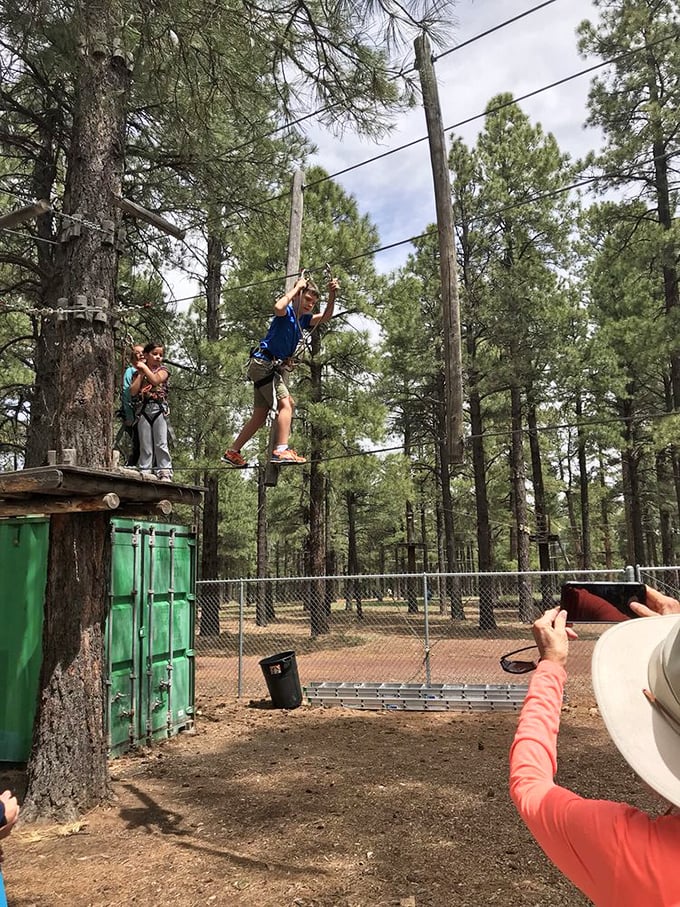 One small step for man, one giant leap for... wait, is that log moving? Crossing this bridge is a true test of balance and bravery.